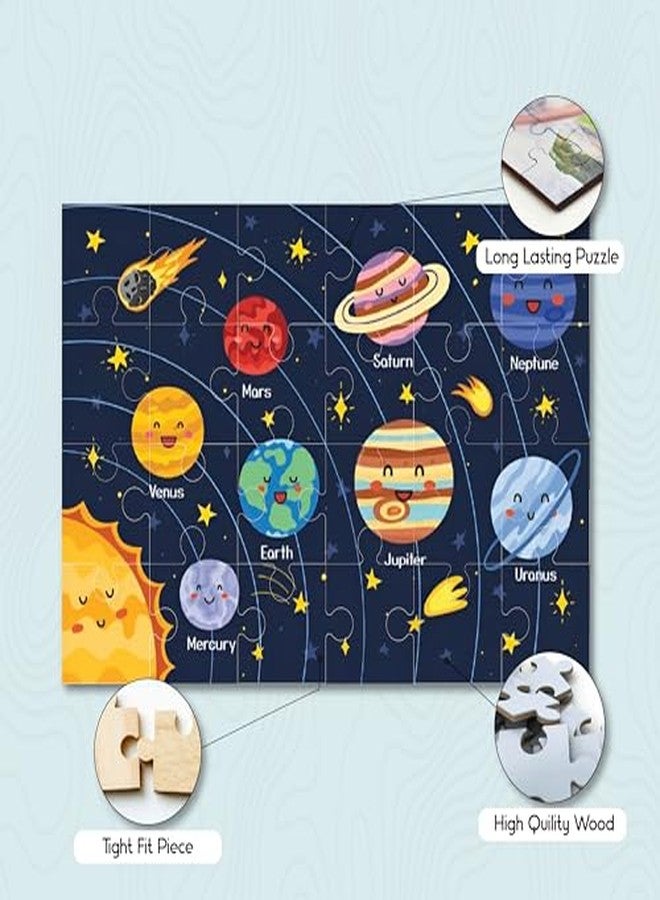 Khilonewale Space Puzzle for Kids 3+, 8x12 Educational Jigsaw with Planets, Rockets, Astronauts and City Vehicles, Learning Toy for Boys and Girls (Smiley Planet Orbits47) - Image 5